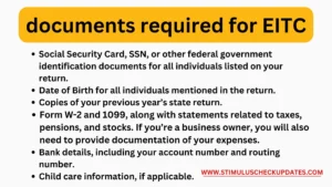 DOCUMENTS REQUIRED FOR EITC rEFUNDS